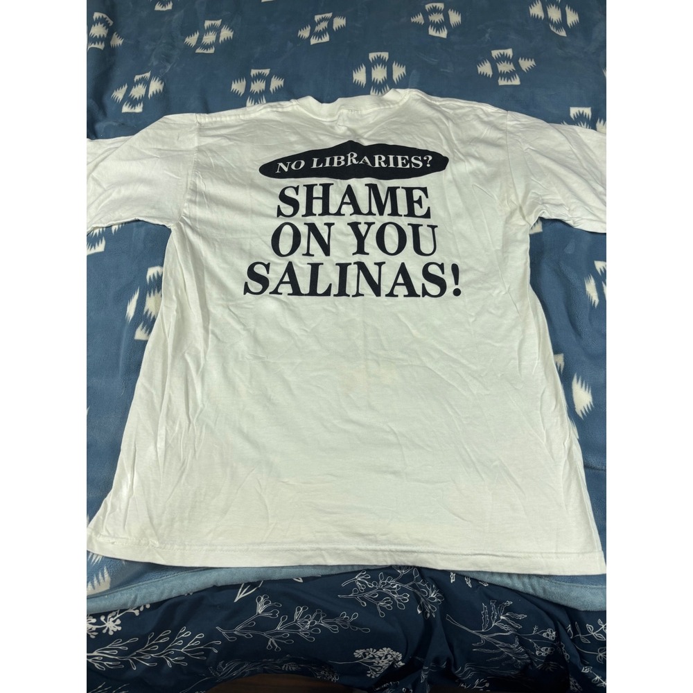 Gildan Ultra Cotton John Steinbeck No Libraries Graphic T-Shirt White Mens L - Picture 9 of 10